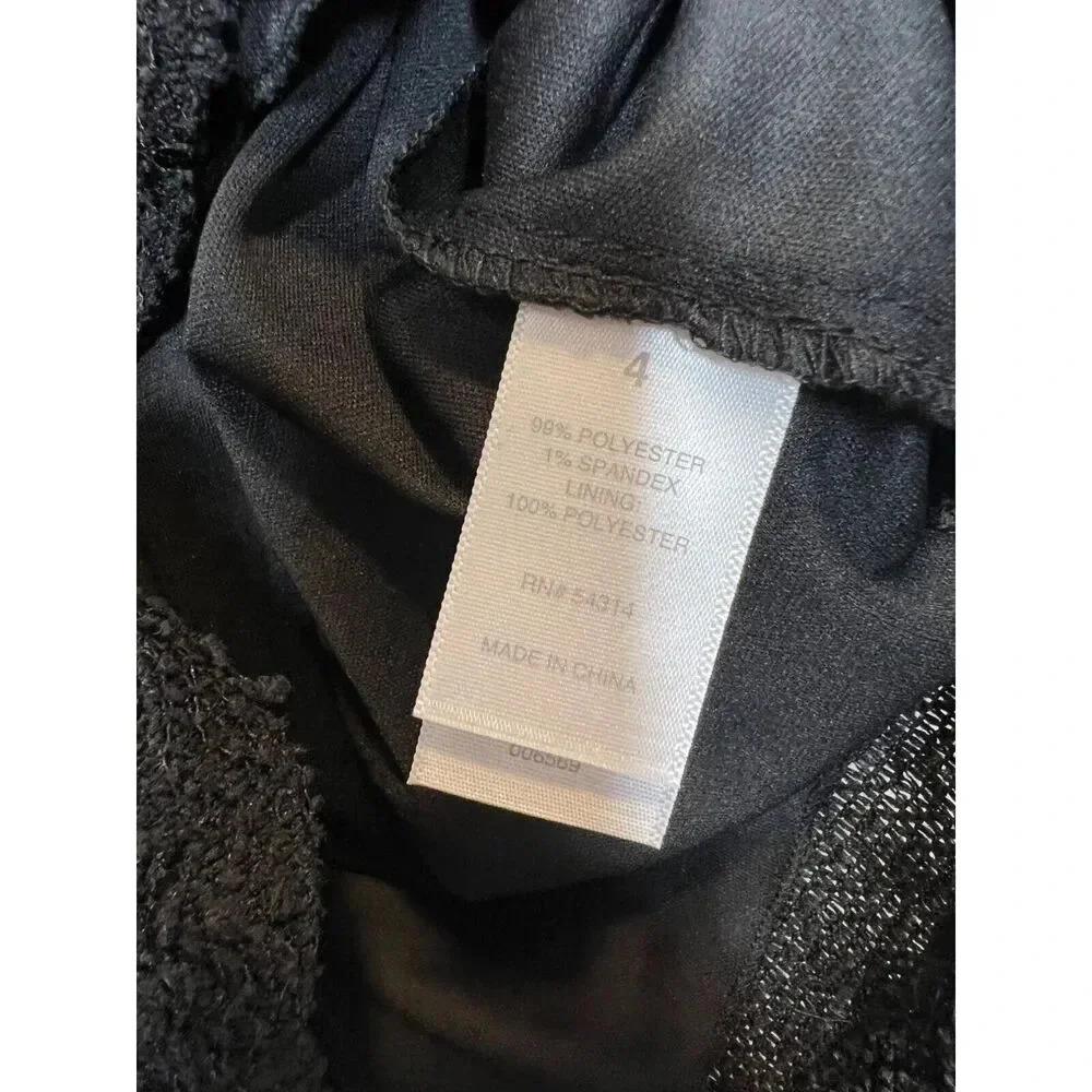 Bisou Bisou midi pencil dress SIZE 4 black sequin tweed ruched sleeveless NWT - Picture 7 of 8